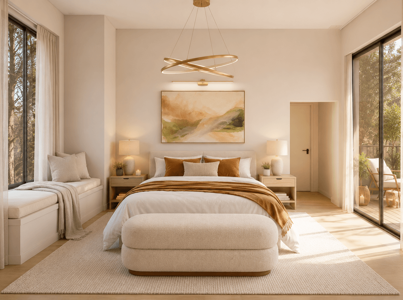 The primary bedroom at One Helen